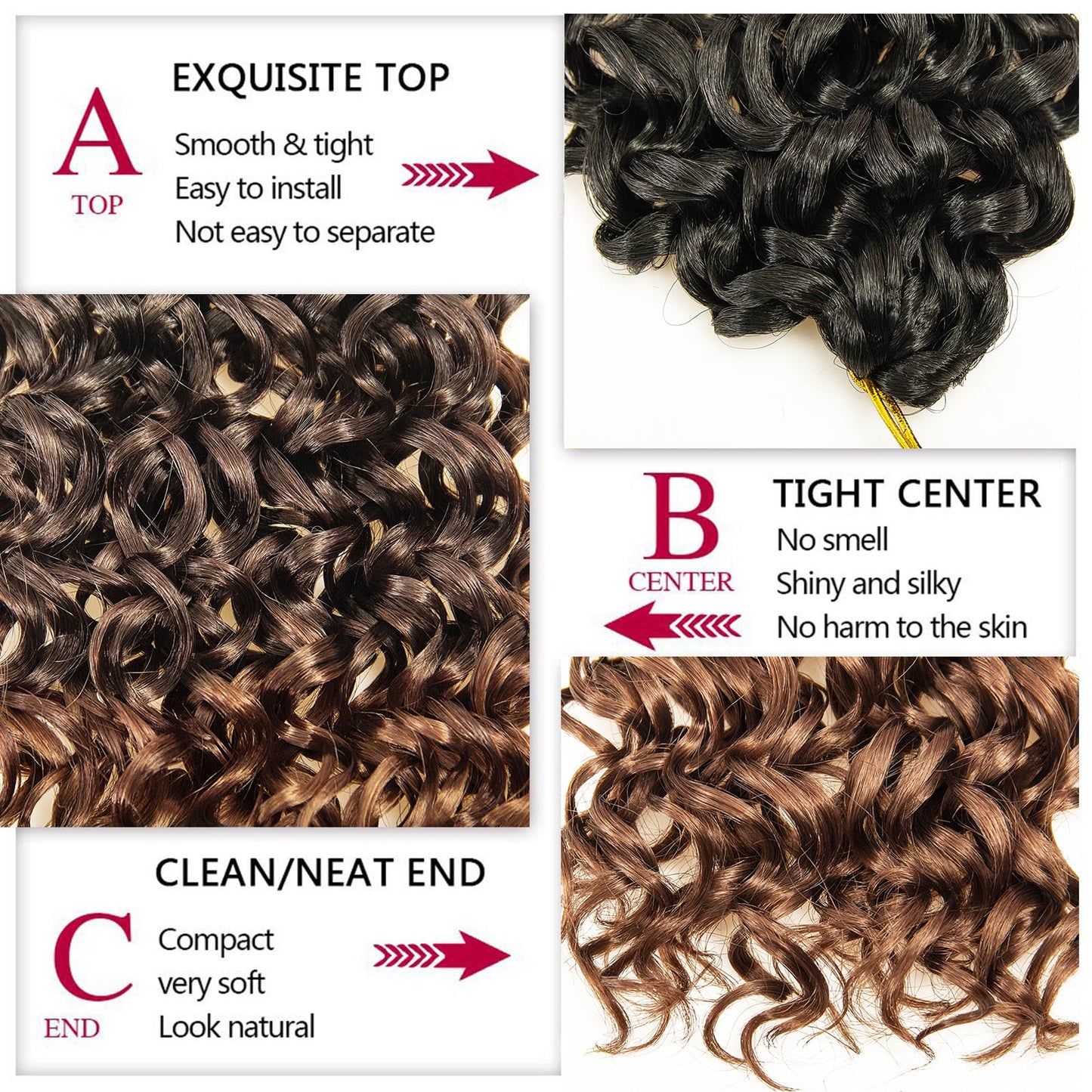 8 Packs Curly Crochet Hair GoGo Curl Crochet hair for Women Deep Wave Braiding hair,Synthetic Bohemian Crochet Braid Water Wave Crochet hair Extensions (C16, 18inch)