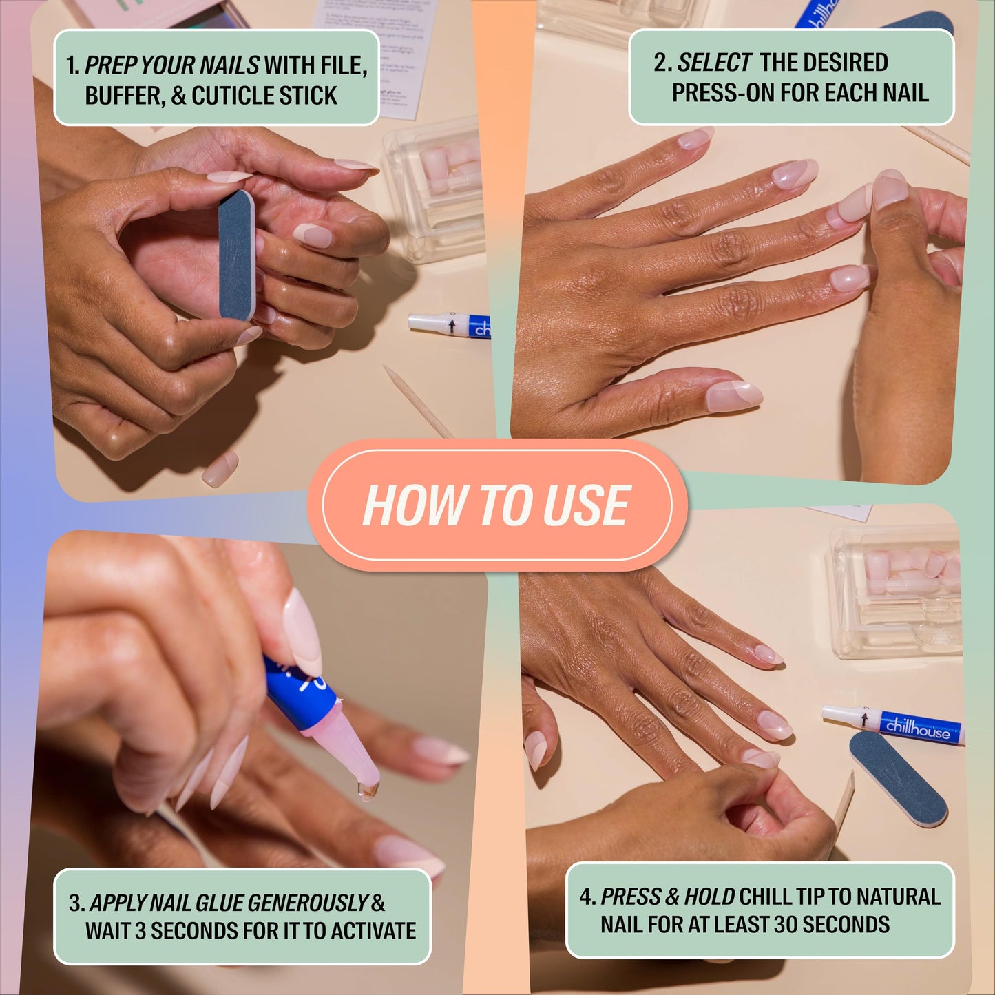 Chillhouse - Chill Tips, Press on Nails Kit - Discoteca (Oval) - 24 Nail Shapes & Sizes - Up to 3 Weeks of Wear - Customizable Fit - Reusable - Latina Founded & Women Owned - Beauty & Self Care