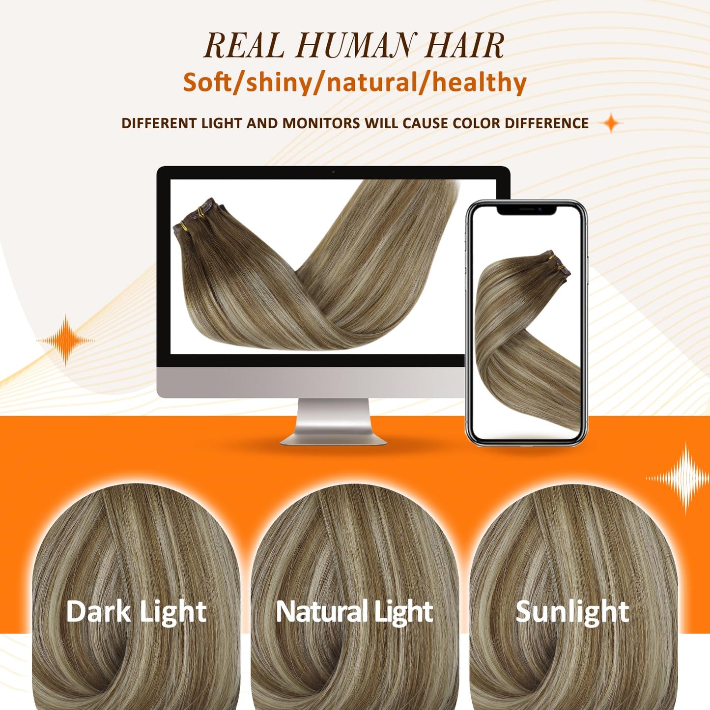 Full Shine Short Hair Extensions Clip ins Brown Balayage Seamless Clip in Hair Extensions with Pu Weft Chestnut Brown Ombre Platinum Blonde Clip in Extensions for Women 12 Inch 8 Pcs 95 Grams