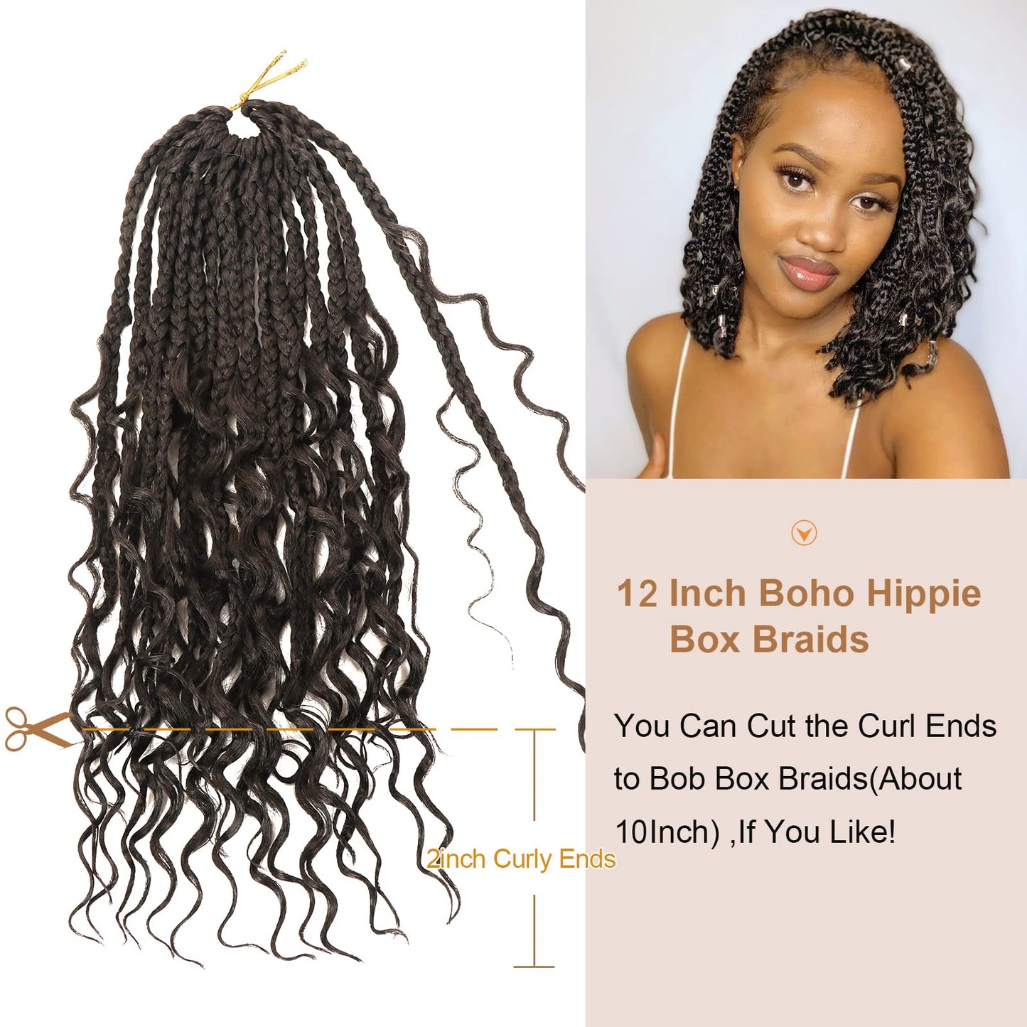 Goddess Box Braids Crochet Hair With Curly Ends 12 Inch Bohomian Box Braids Crochet Braids 8 Packs 3X Crochet Braids Synthetic Braiding Hair Extension for Black Women (12 Inch (Pack of 8), #4)…
