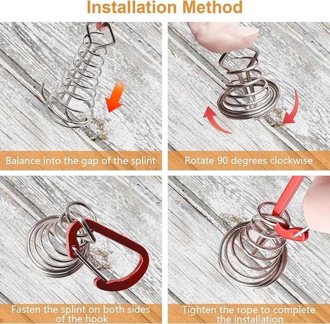 MOROBOR Red Deck Anchor Pegs, 10 PCS Windproof Aluminium Alloy Fish Bone Tent Stakes with Spring Buckle Portable Adjustable Octopus Wind Rope Anchor for Outdoor Camping(Square Top)