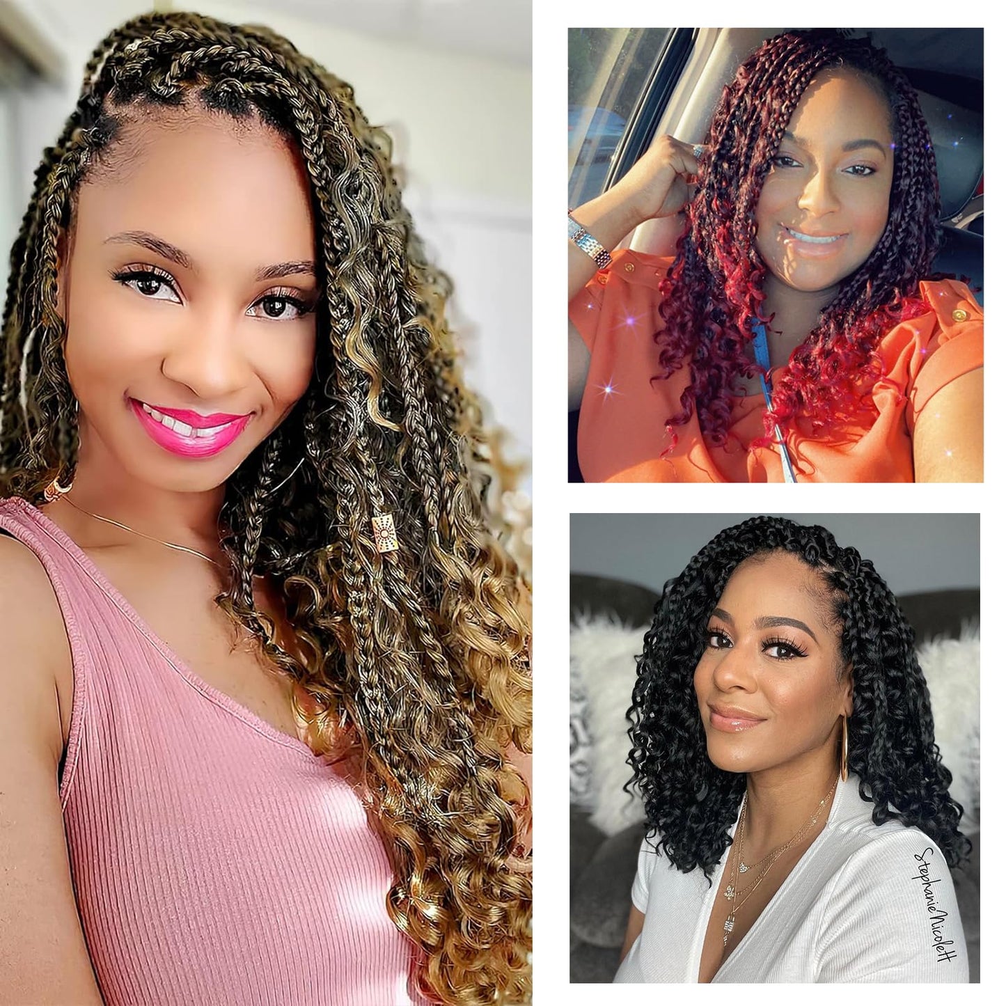 8 Packs Crochet Box Braids- 10 Inch Box Braids Crochet Braids Hair Synthetic Braiding Hair Goddess Box Braids Crochet Hair for Black Women (10(8Packs), 1B/33/30)