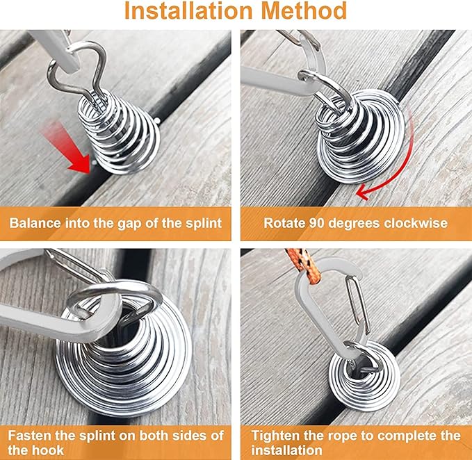 Morobor Deck Anchor Pegs, 10pcs Windproof Aluminium Alloy Fish Bone Tent Stakes with Spring Buckle Portable Wind Rope Anchor for Outdoor Camping