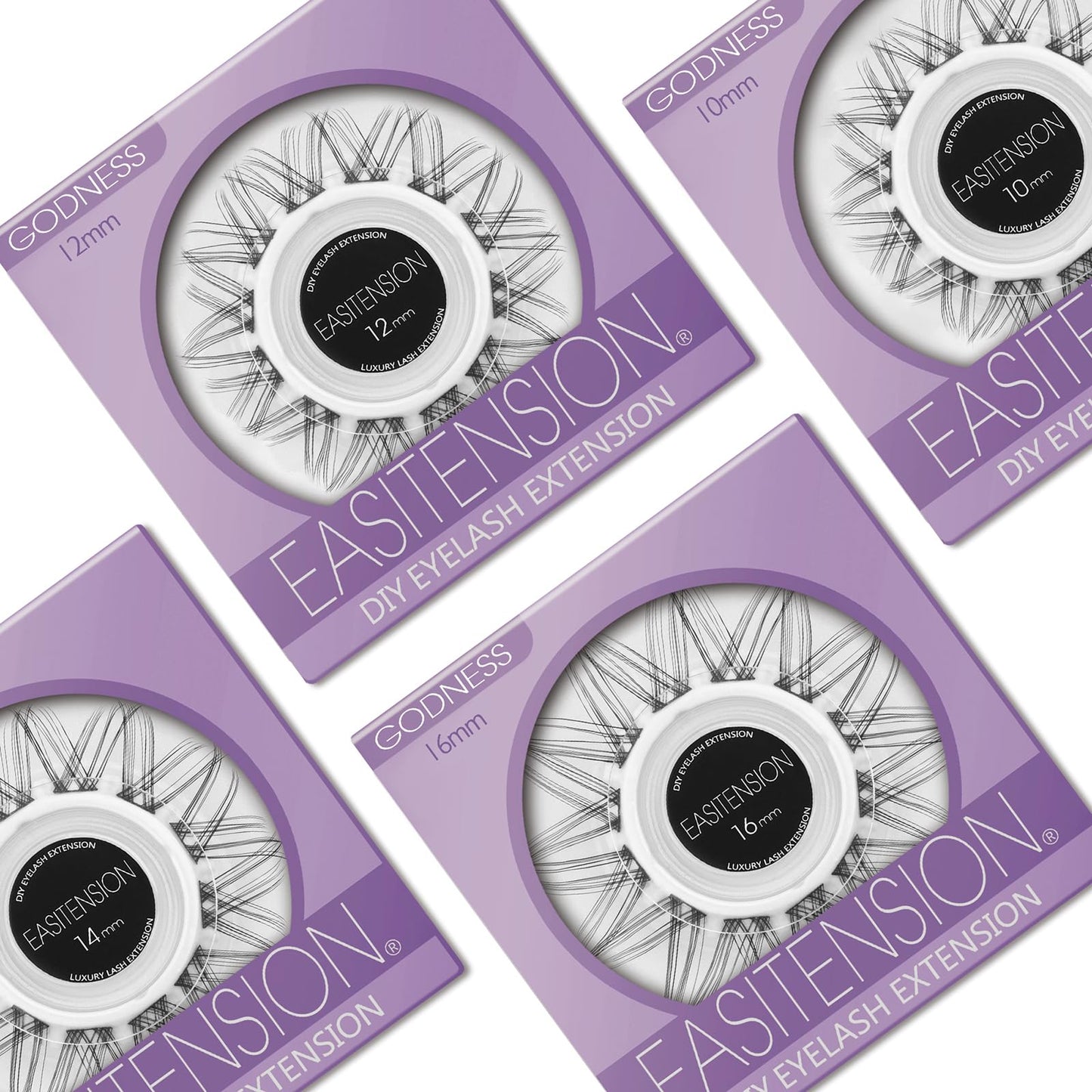 DIY Eyelash Extension, 3D Effect Individual Melt Flare Lash Cluster Natural Lashes Set, Home Eyelash Extension, D curl Lashes Pack 16MM-Godness