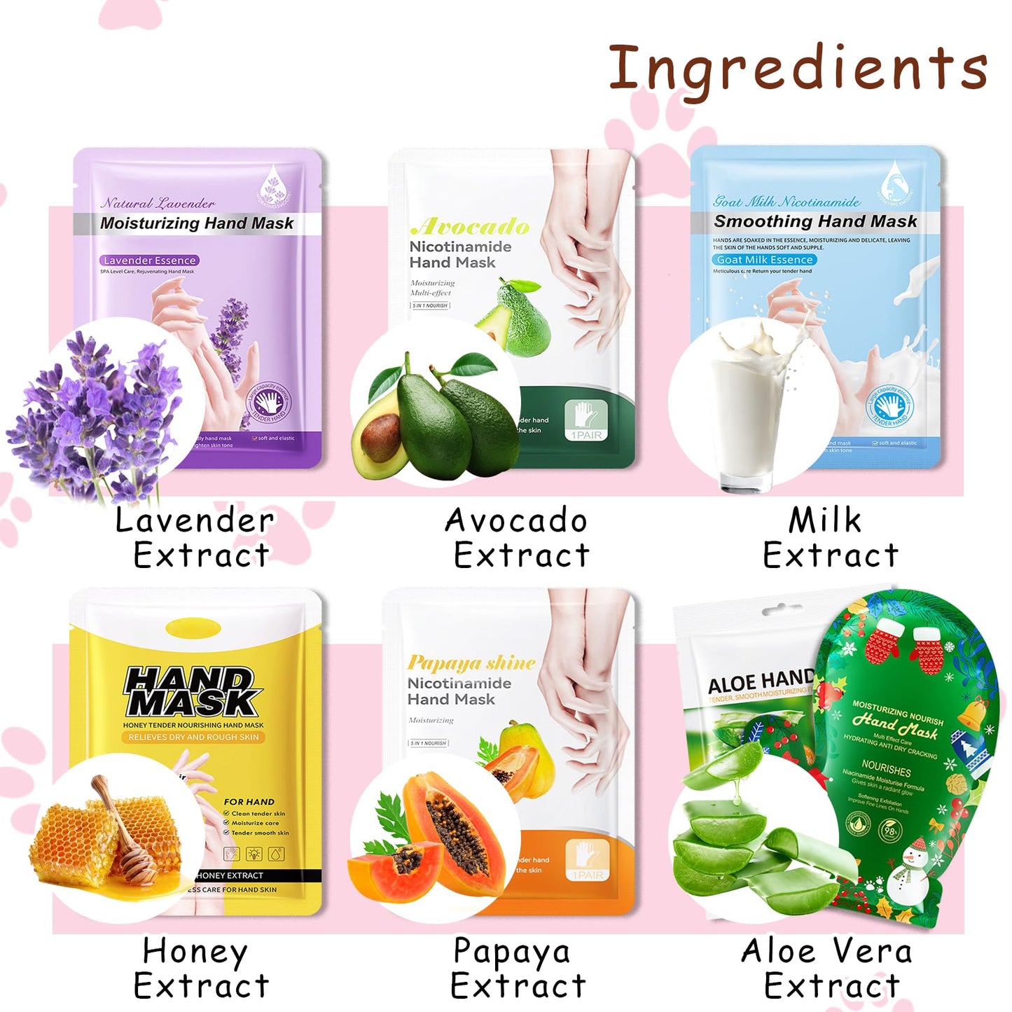 DWDiWen Hand Masks, 6 Pairs Hydrating Exfoliating Hand Peeling Mask, Smooth Hand Masks Moisturizing Gloves Overnight for Dry, Rough, Cracked Hands, Hand Skin Moisturizer Glove for Women Men(N