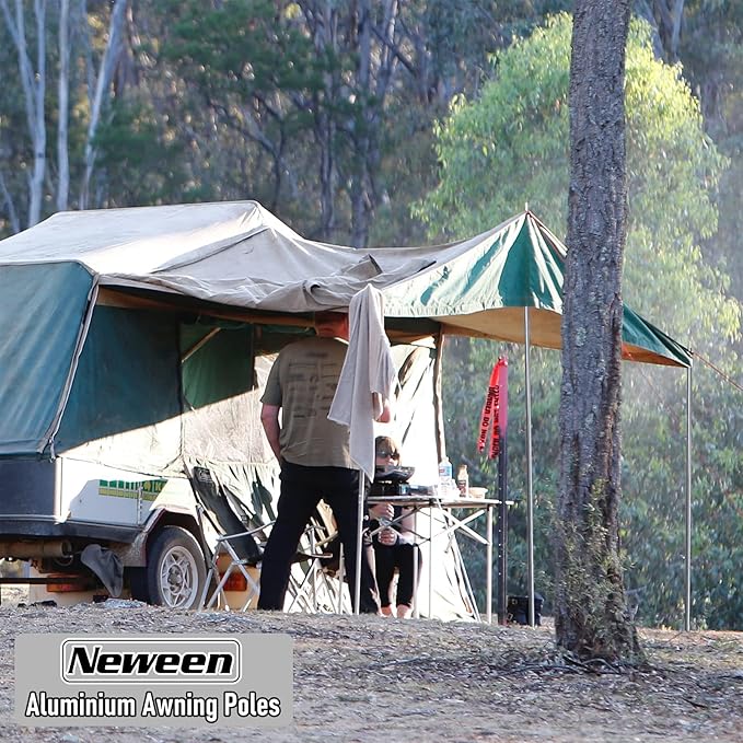 Neween Telescoping Tarp Poles Heavy Duty Adjustable Camping Tent Poles, Portable Replacement Canopy Rods for Rain Fly, Awning, Outdoor Camping, Hiking, Backpacking, Sunshade, Set of 2, Grey
