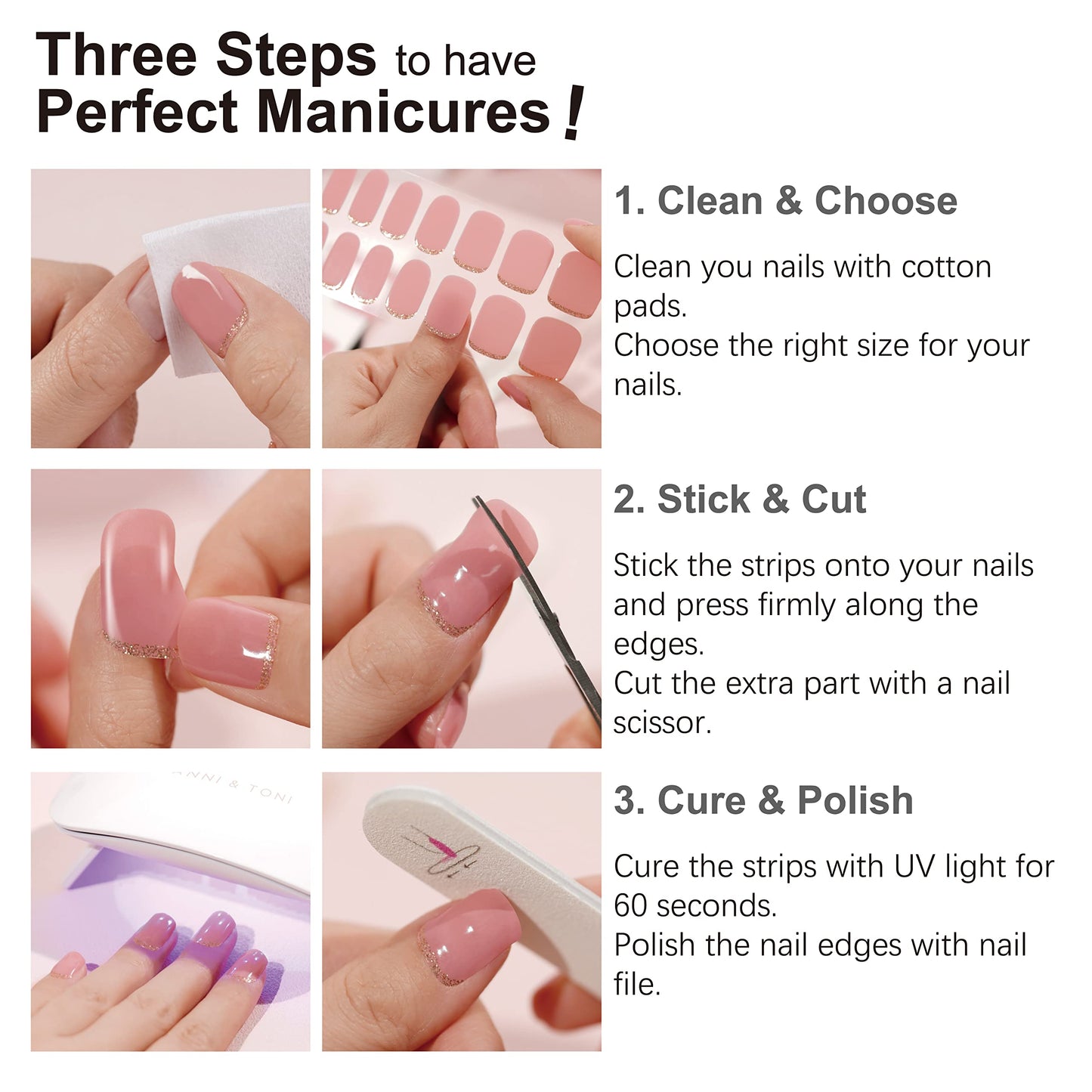 DANNI & TONI Semi Cured Gel Nail Strips Grayish Purple (Lakeside Shimmer) Magnetic Cat Eye Gel Nail Wraps 28 Stickers