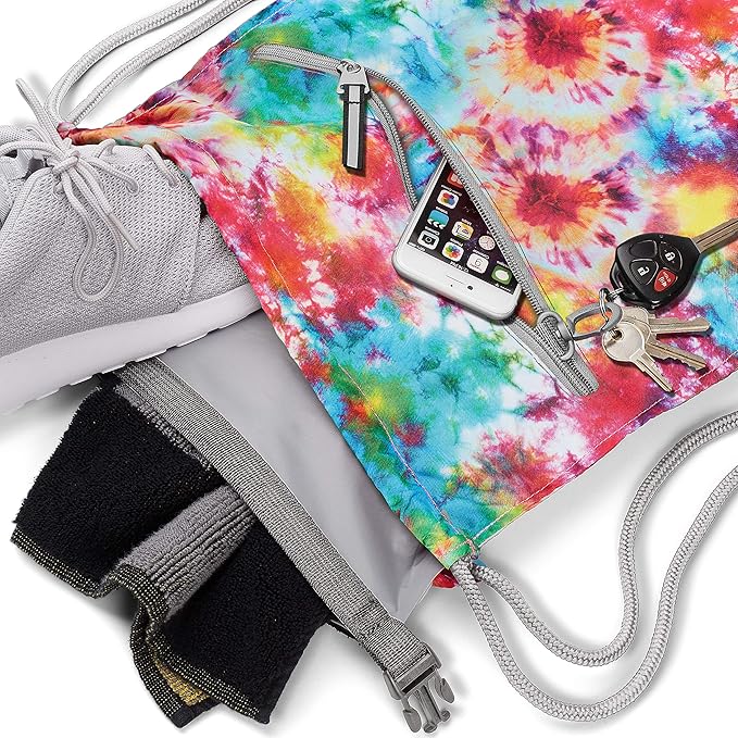 Skog Å Kust GymSak | Patented 2-in-1 Drawstring Cinch Bag with Removable Waterproof Dry Bag | Tie Dye
