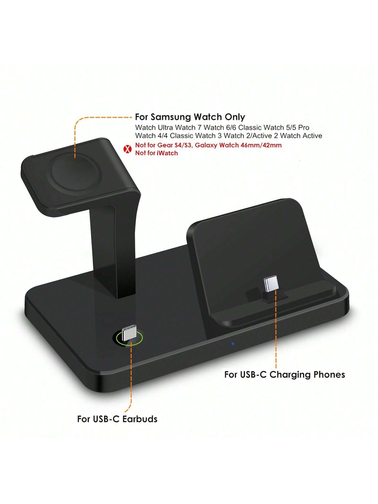 3-in-1 Charging Station β USB-C Dock for Samsung & iPhone