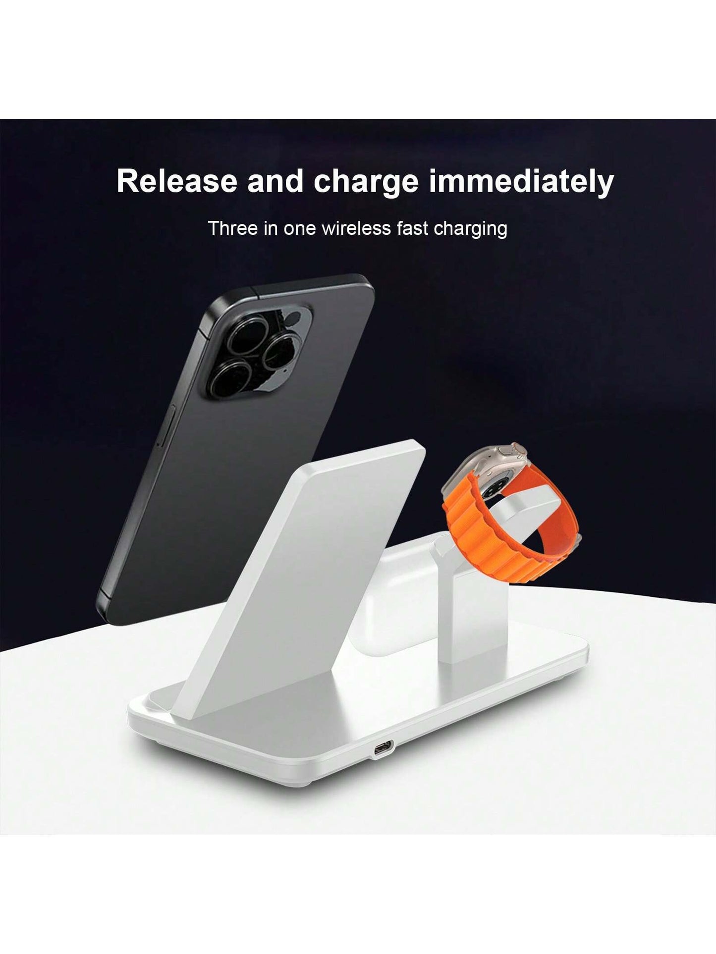 15W 3-in-1 Fast Wireless Charging Dock for iPhone, Watch & AirPods