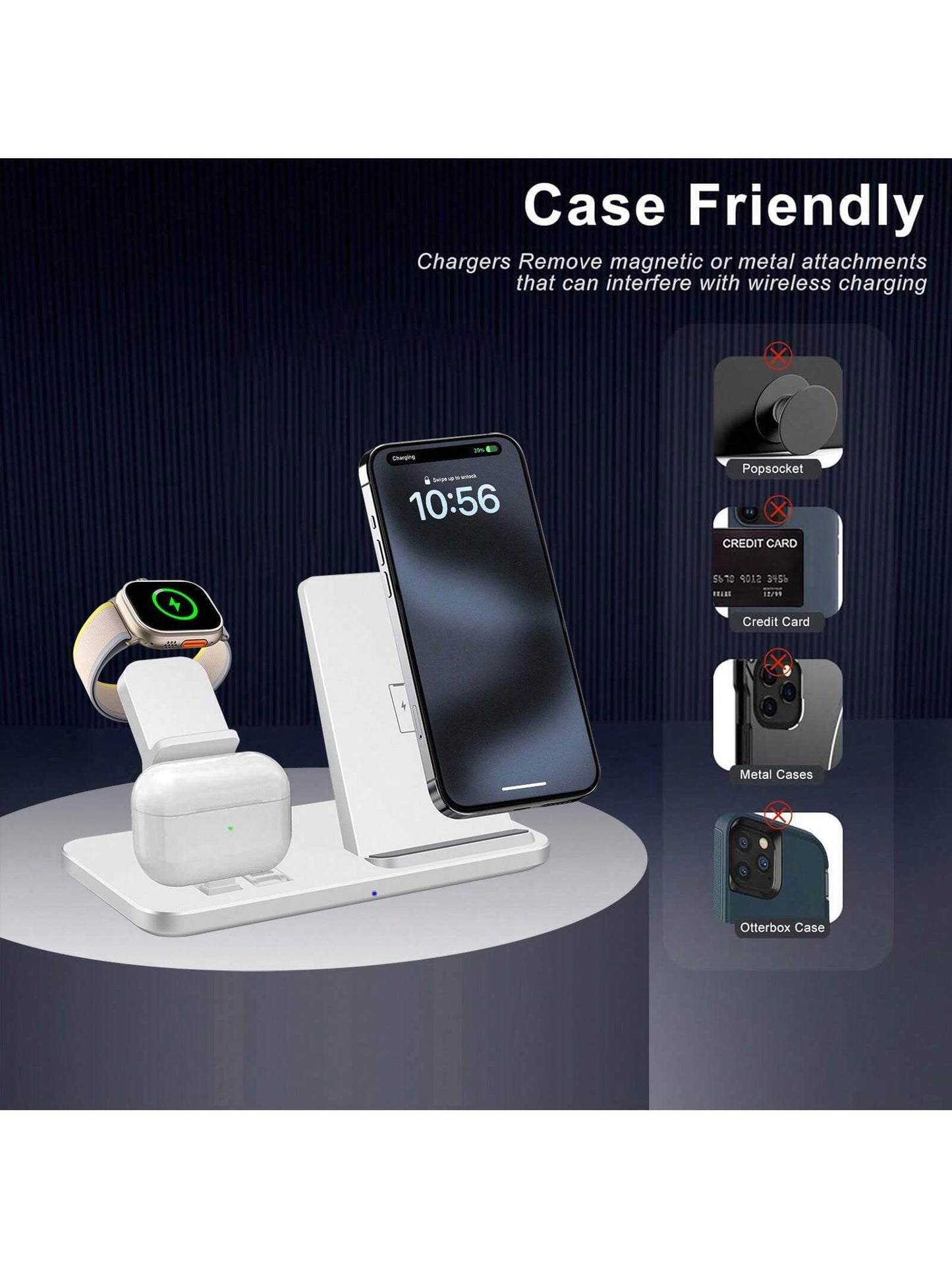 15W 3-in-1 Fast Wireless Charging Dock for iPhone, Watch & AirPods