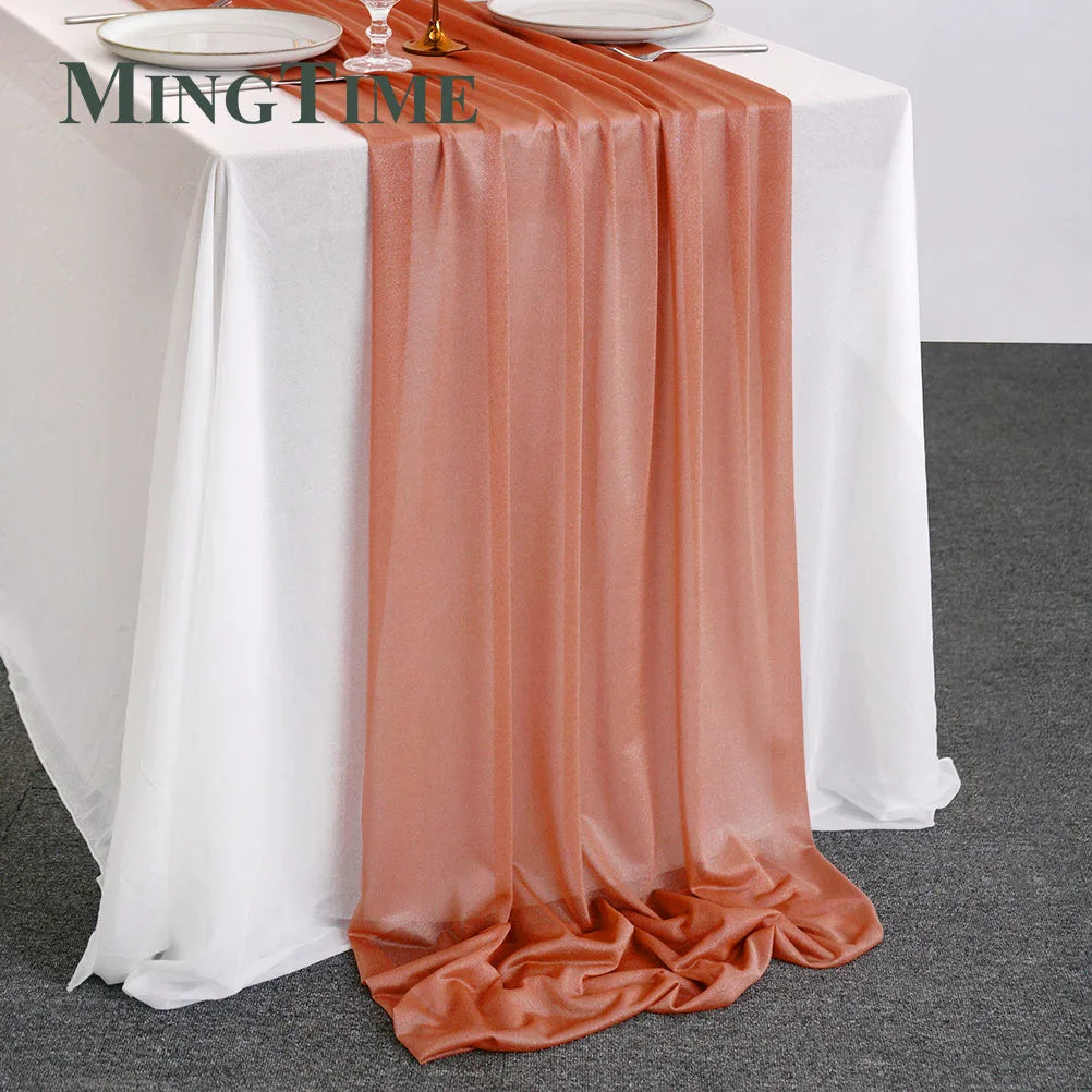 Blue Sheer Chiffon Table Runner