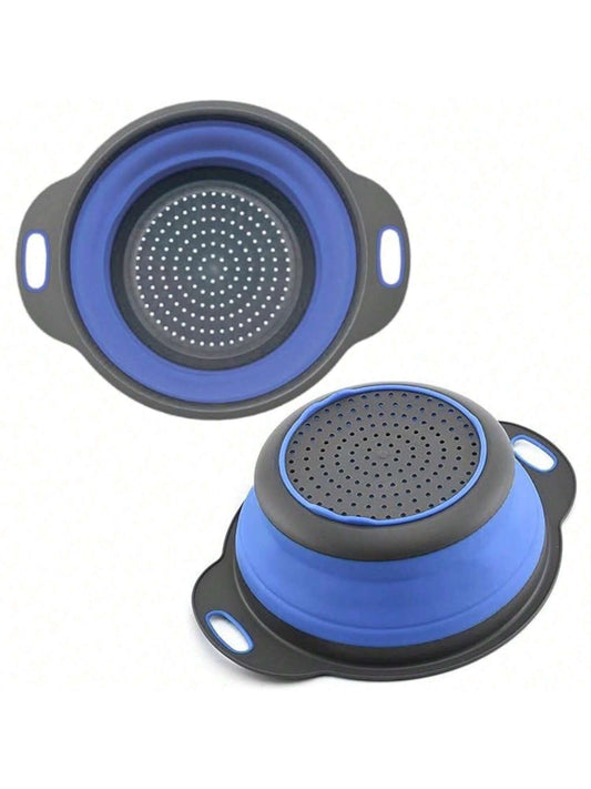 Blue Collapsible Silicone Colander