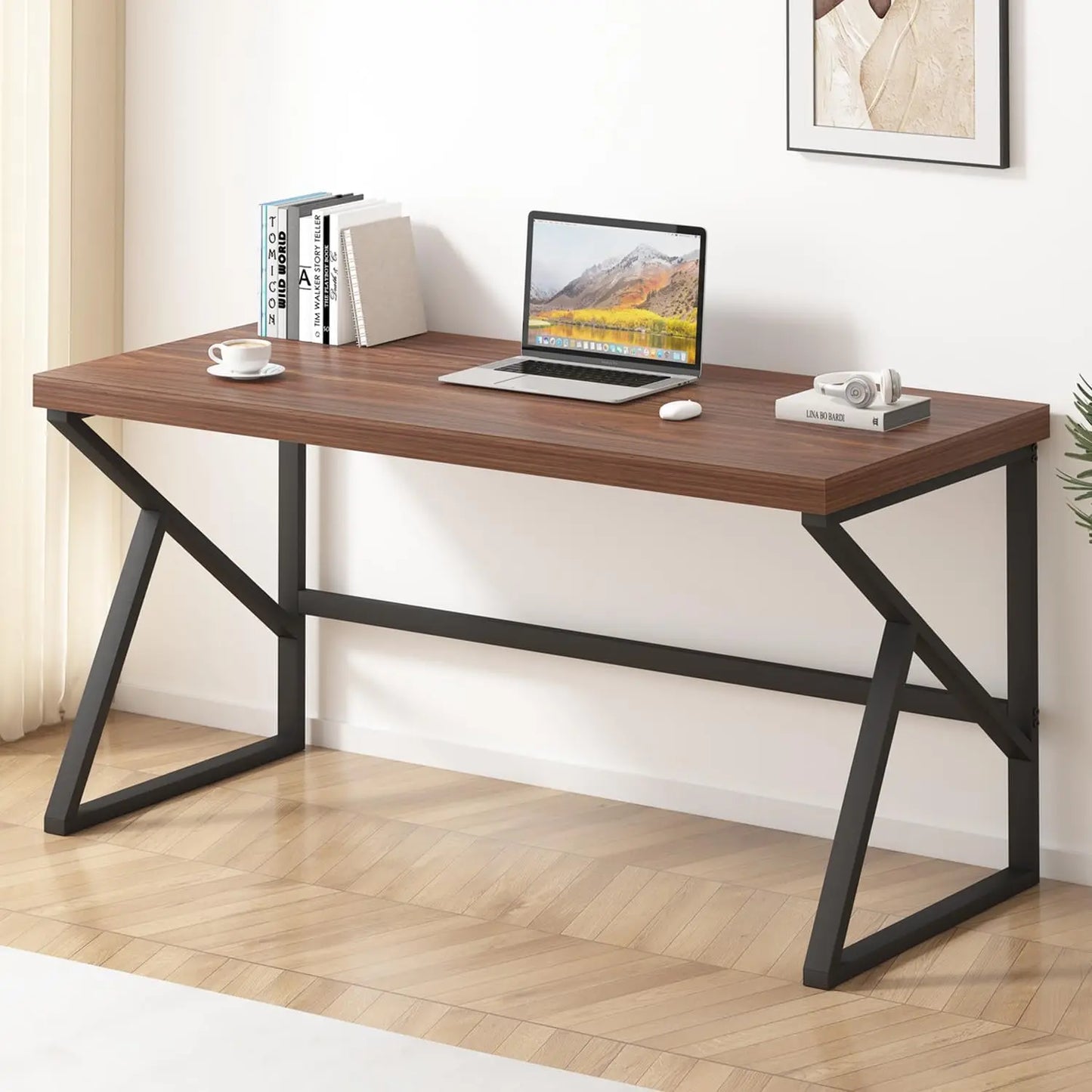 CHENGWEI Rustic Industrial Home Office Desk