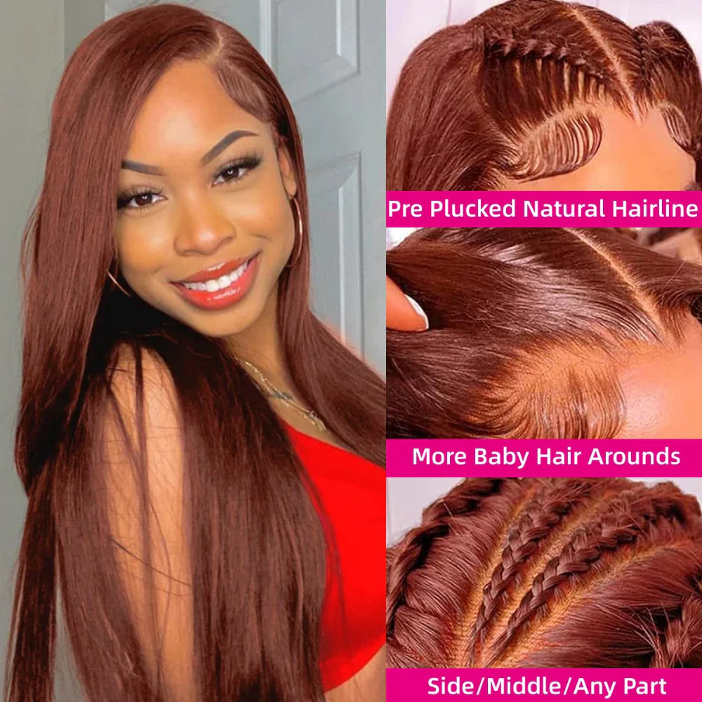Reddish Brown Straight Lace Wig