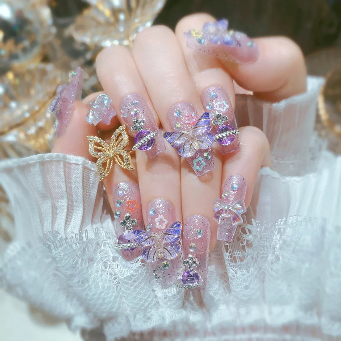 24Pcs Cute Bow Press-On Nails