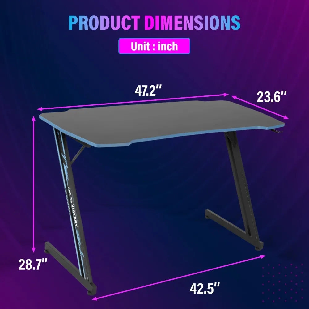 ZUIYU 47-Inch Z-Shaped Gaming Desk