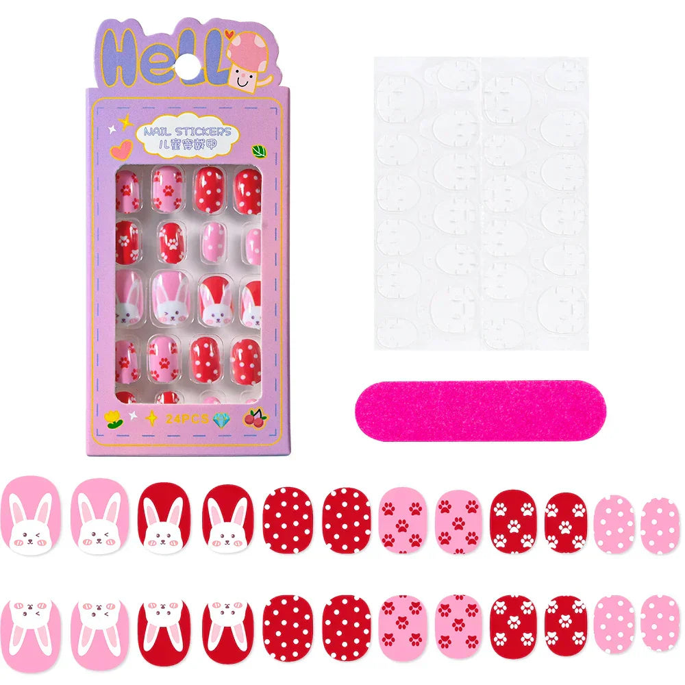 24Pcs Cute Bow Press-On Nails