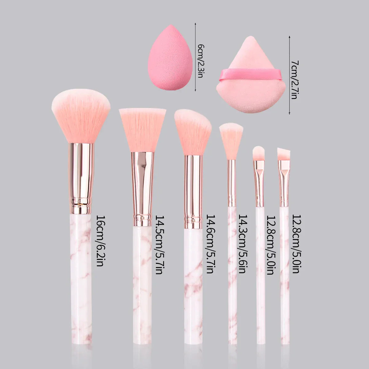 12PCS Pink Marble Beauty Set