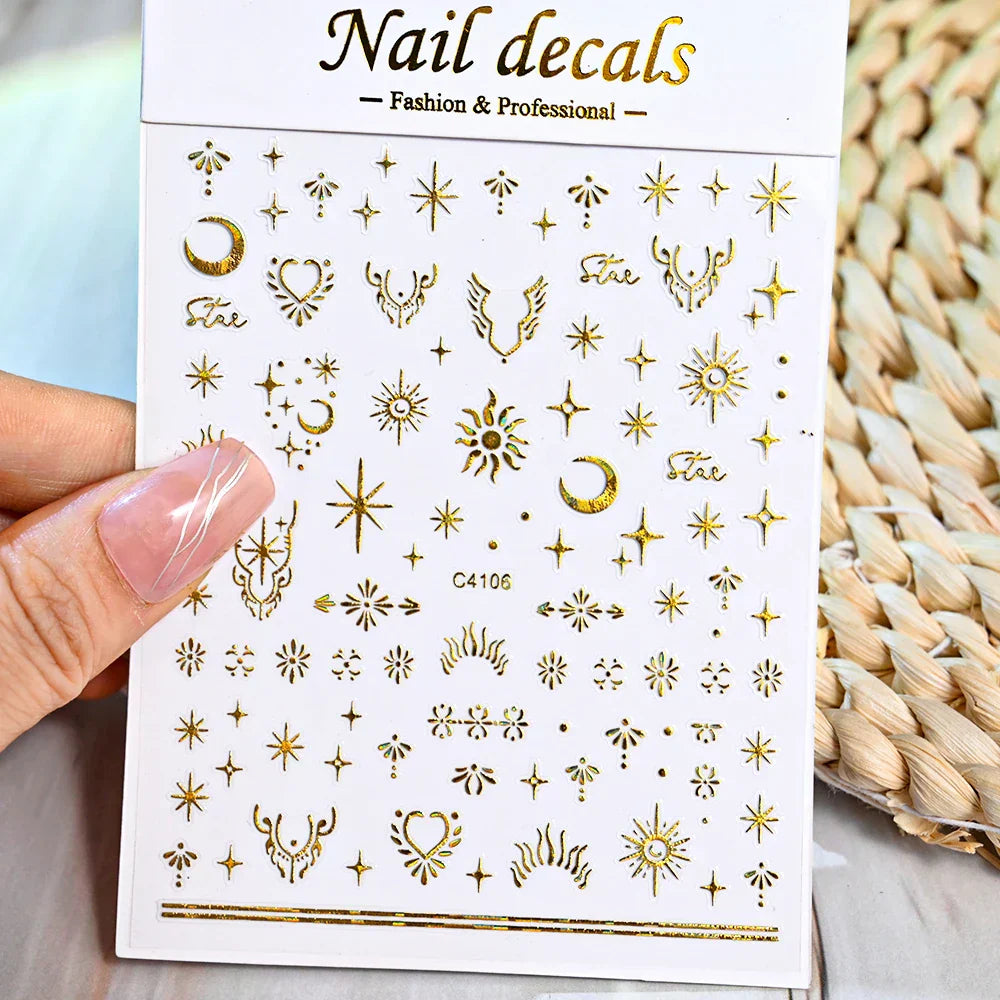 3D Metal Flame Nail Stickers