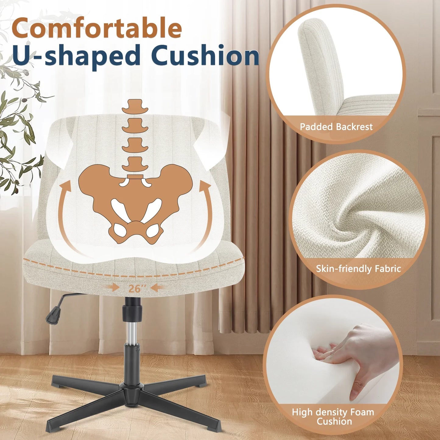 JHK Cross-Legged Rocking Office Chair
