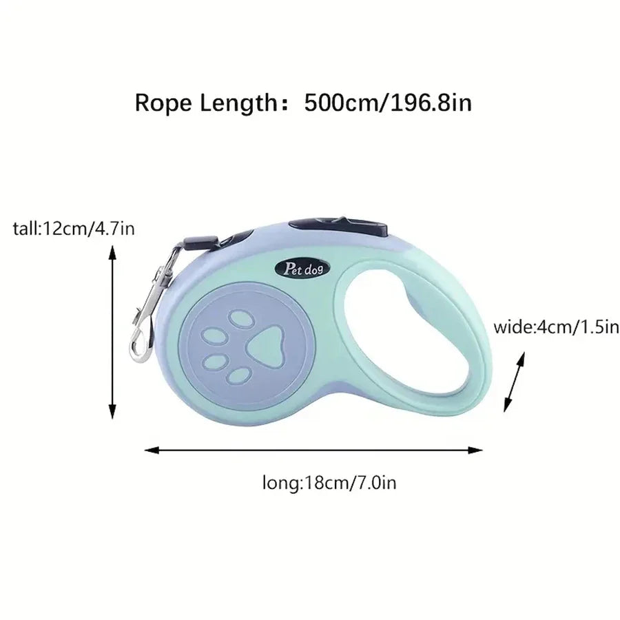 Retractable Bone Paw Print Leash