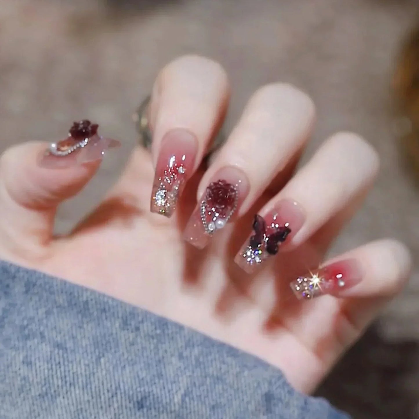 24Pcs Cute Bow Press-On Nails