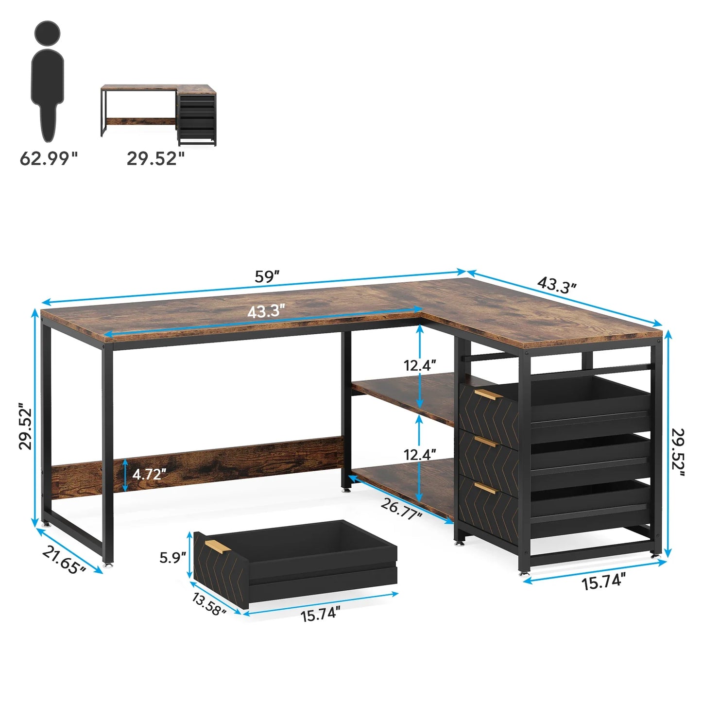 Tribesigns L-Shaped Office Desk