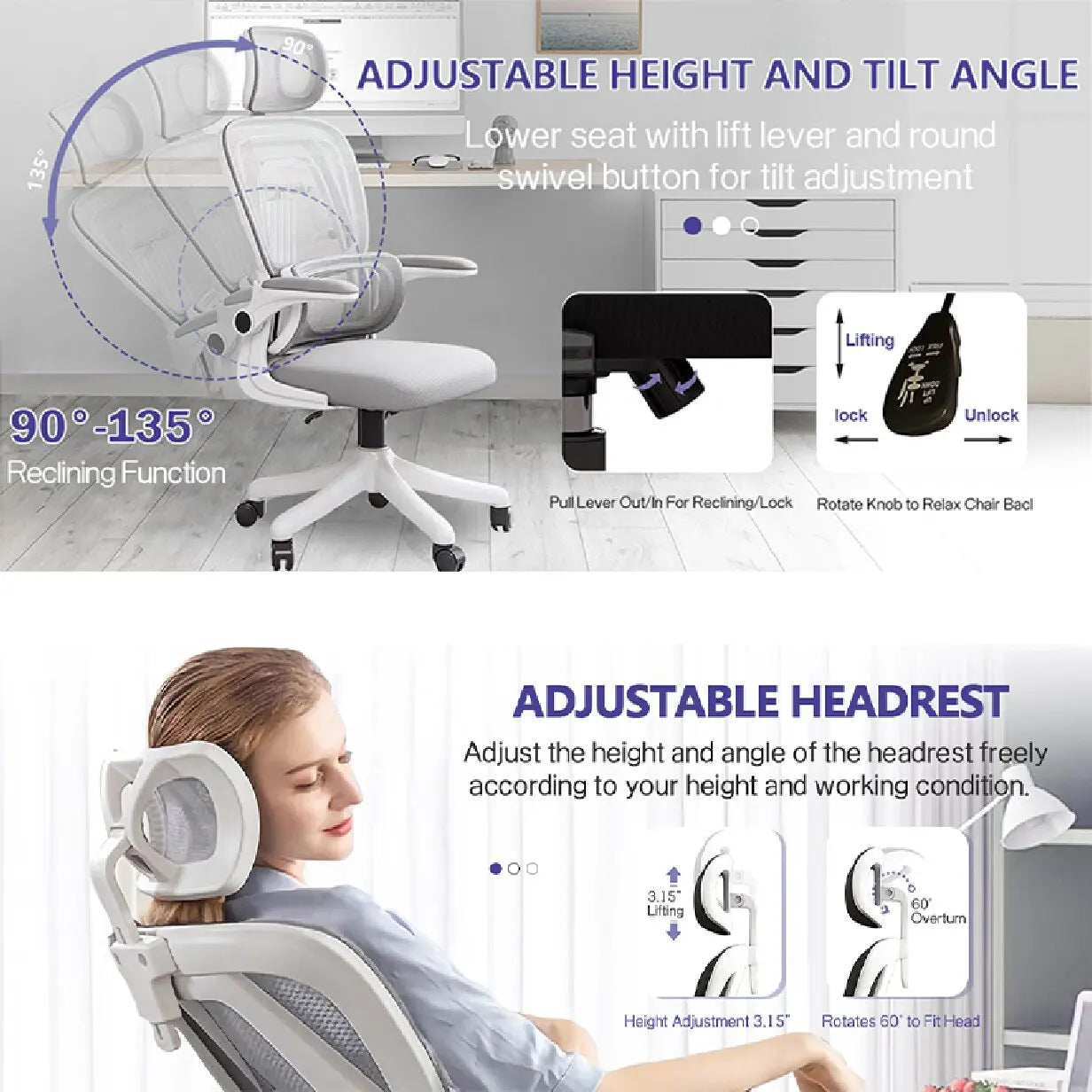 WXJHL Ergonomic High-Back Office Chair
