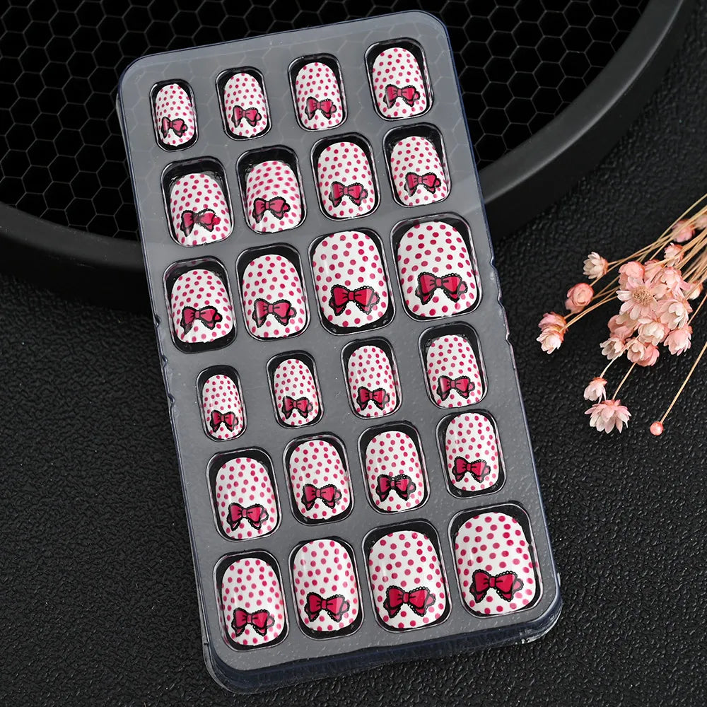 24Pcs Cute Bow Press-On Nails