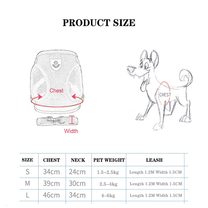 Adjustable Cat Dog Harness Set