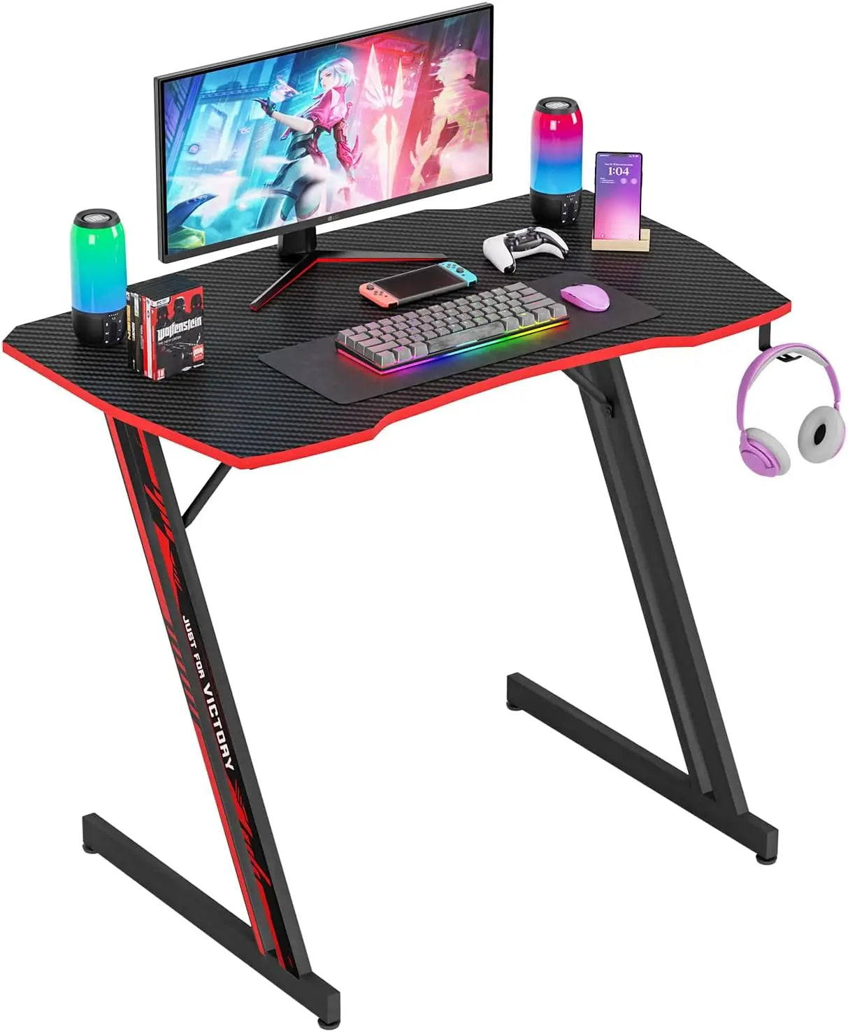 ZUIYU 47-Inch Z-Shaped Gaming Desk