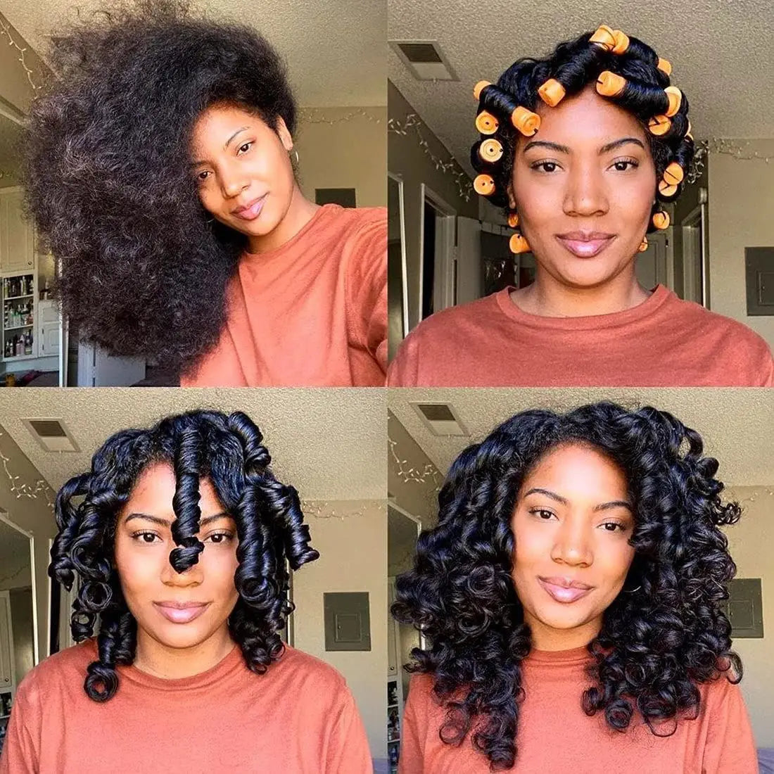 10Pcs Heatless Hair Curling Rods