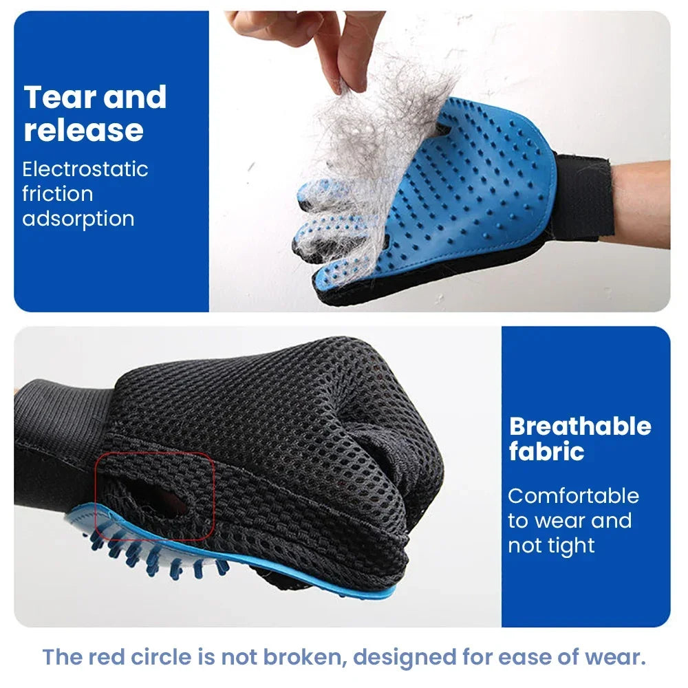 Rubber Dog Grooming Hair Gloves