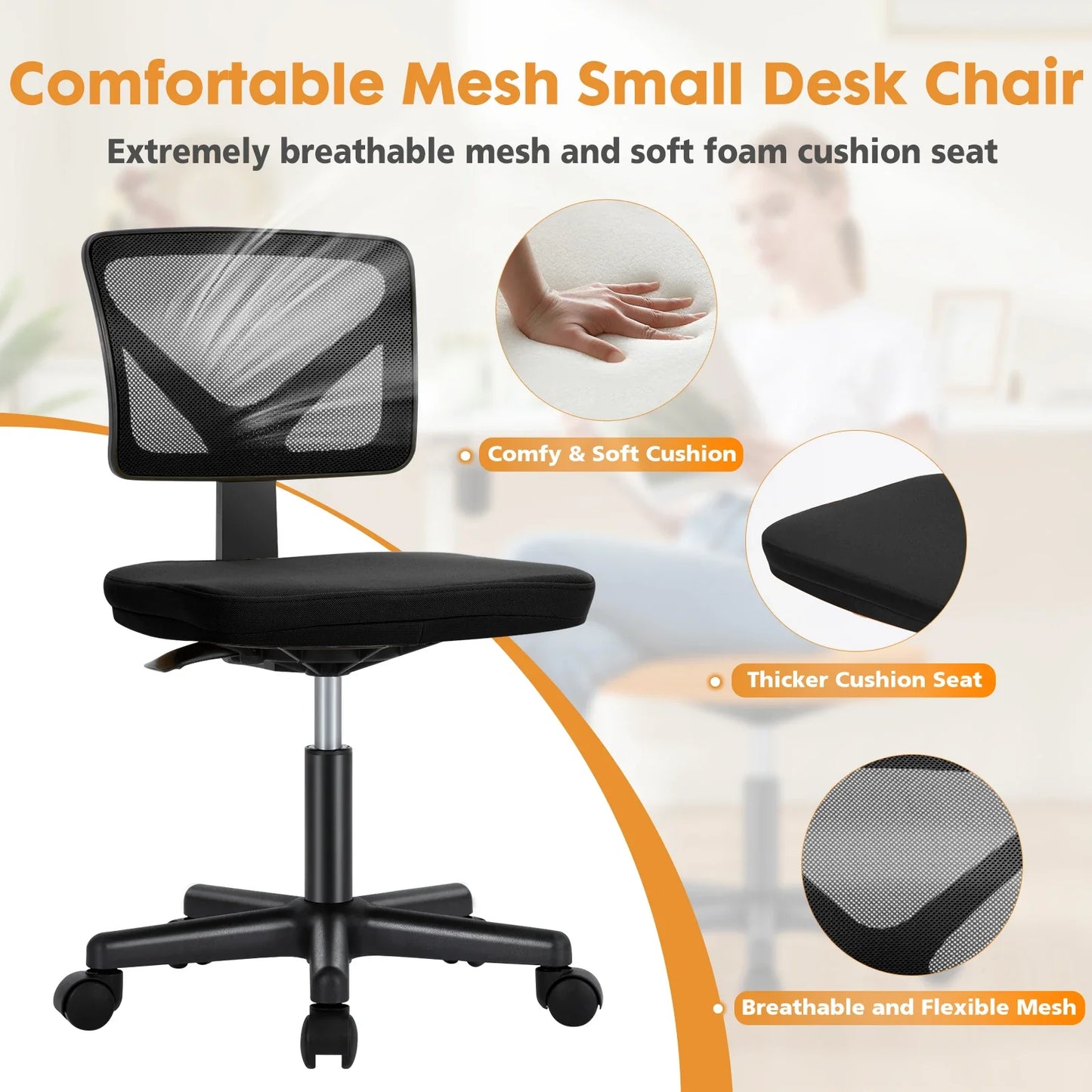 JHK Mesh Armless Office Chair