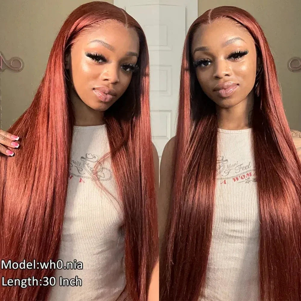 Reddish Brown Straight Lace Wig