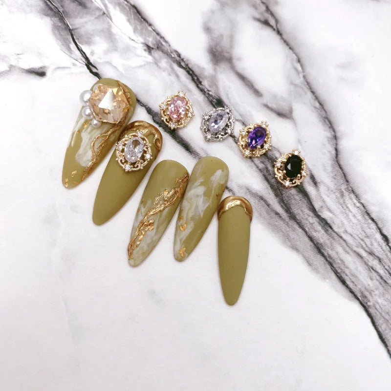 10Pcs Retro Zircon Nail Charms