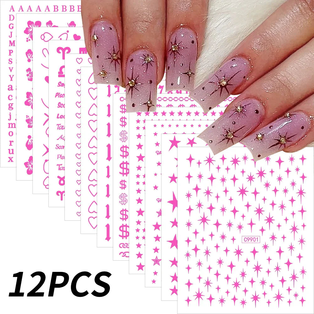 12Sheet Cartoon Stitch Nail Stickers