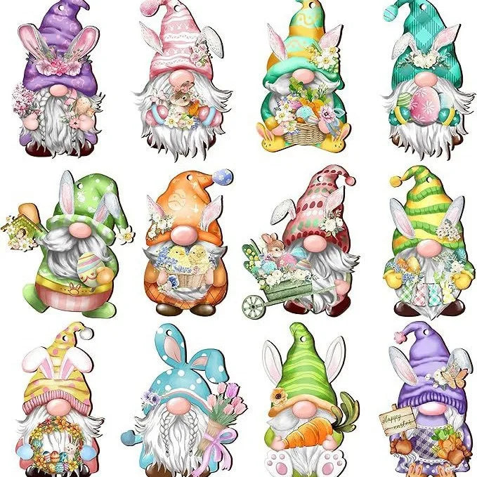 Wooden Christmas Gnome Ornament Set