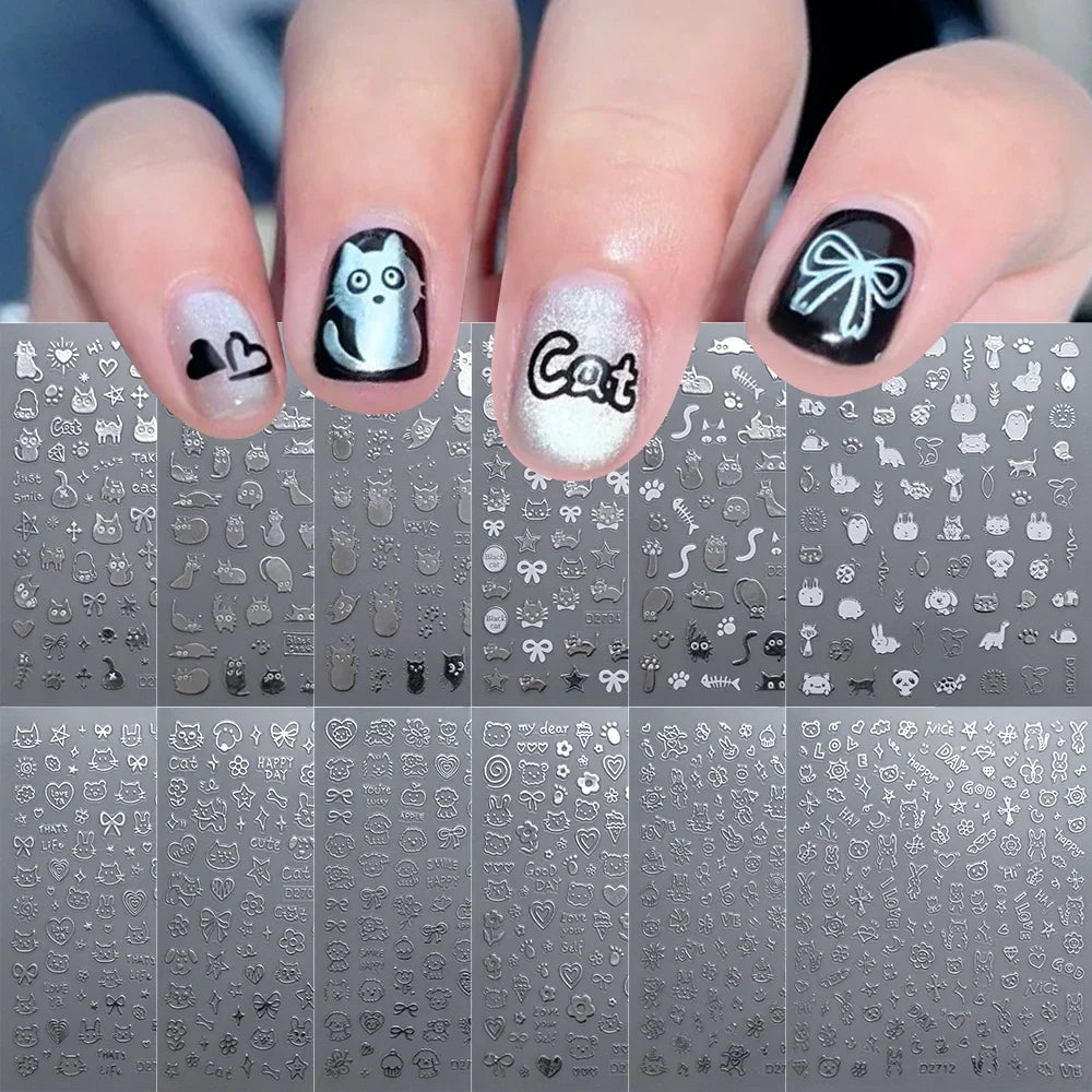 12Sheet Cartoon Stitch Nail Stickers