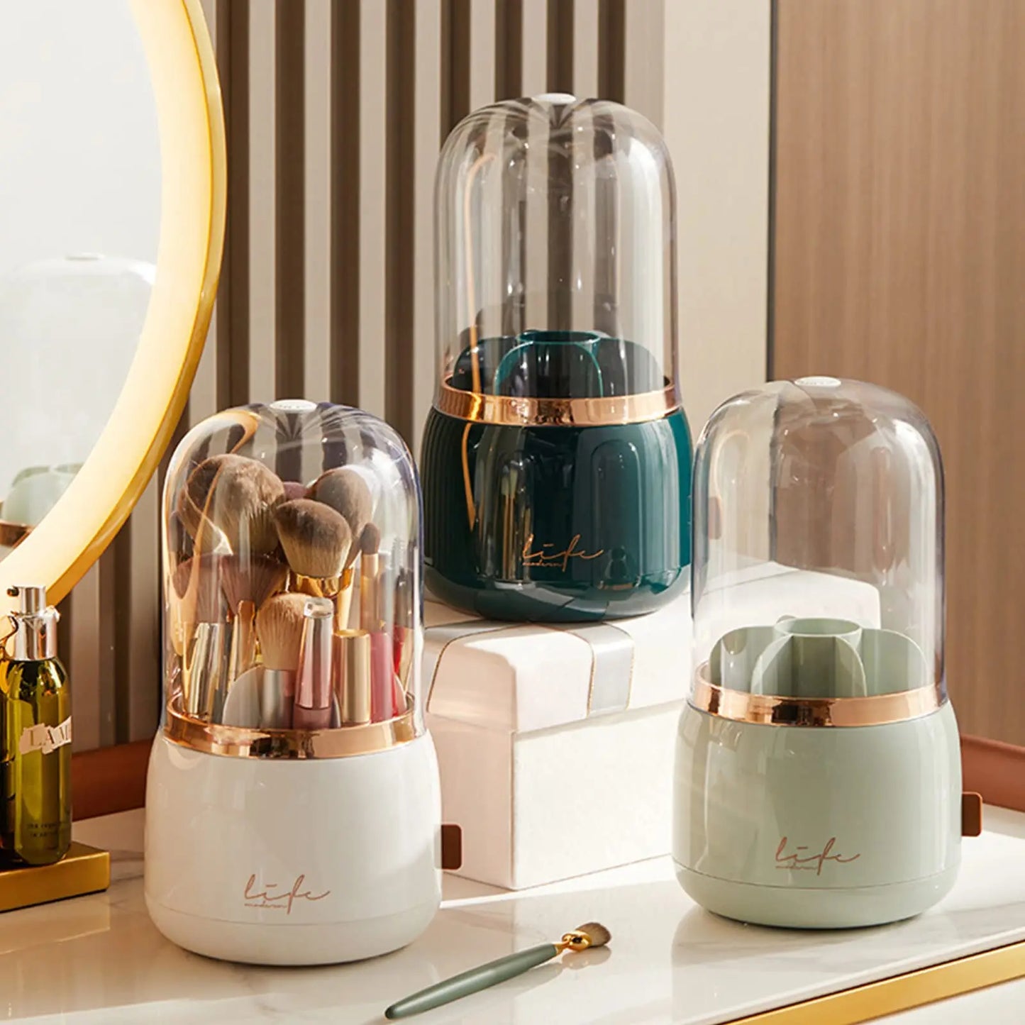360° Rotating Makeup Brush Organizer