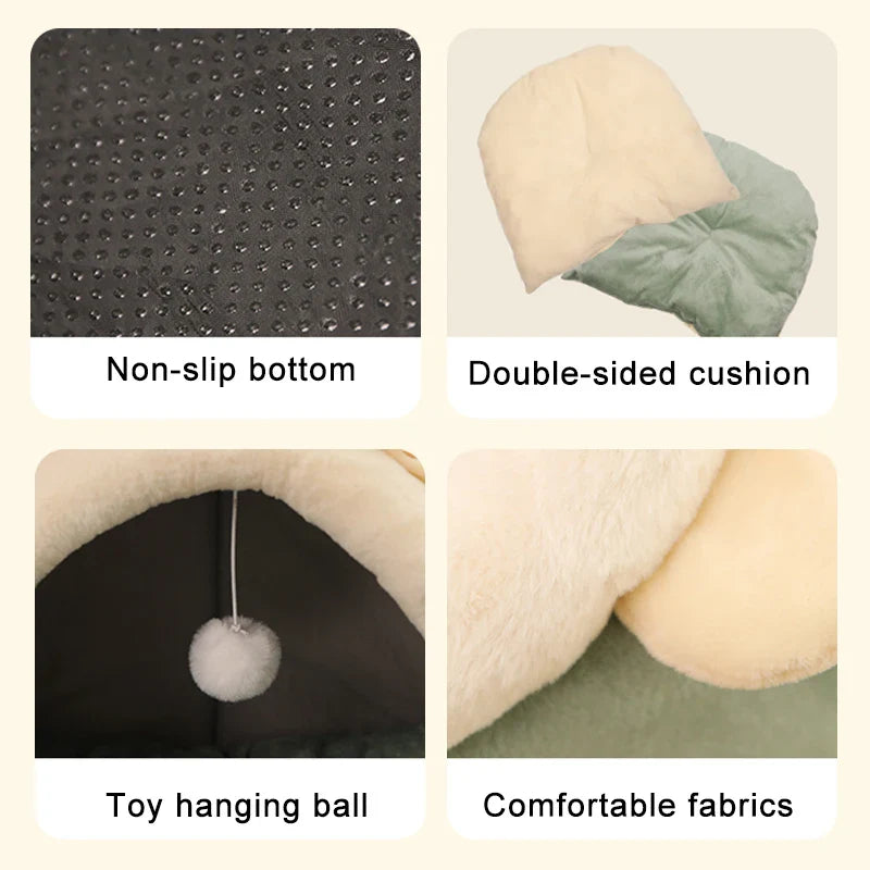 Cozy Foldable Cartoon Cat Bed