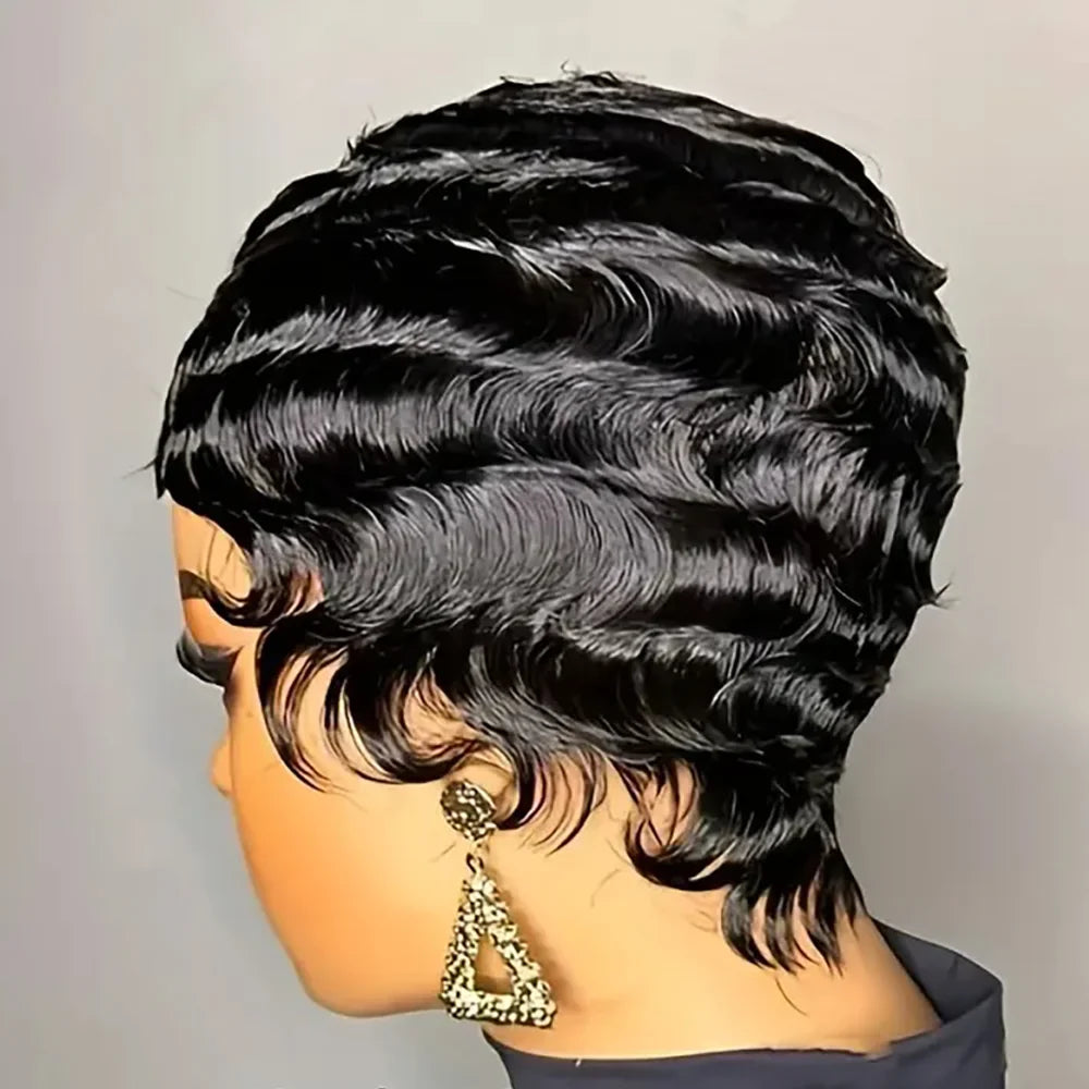 Short Finger Wave Human Hair Wig