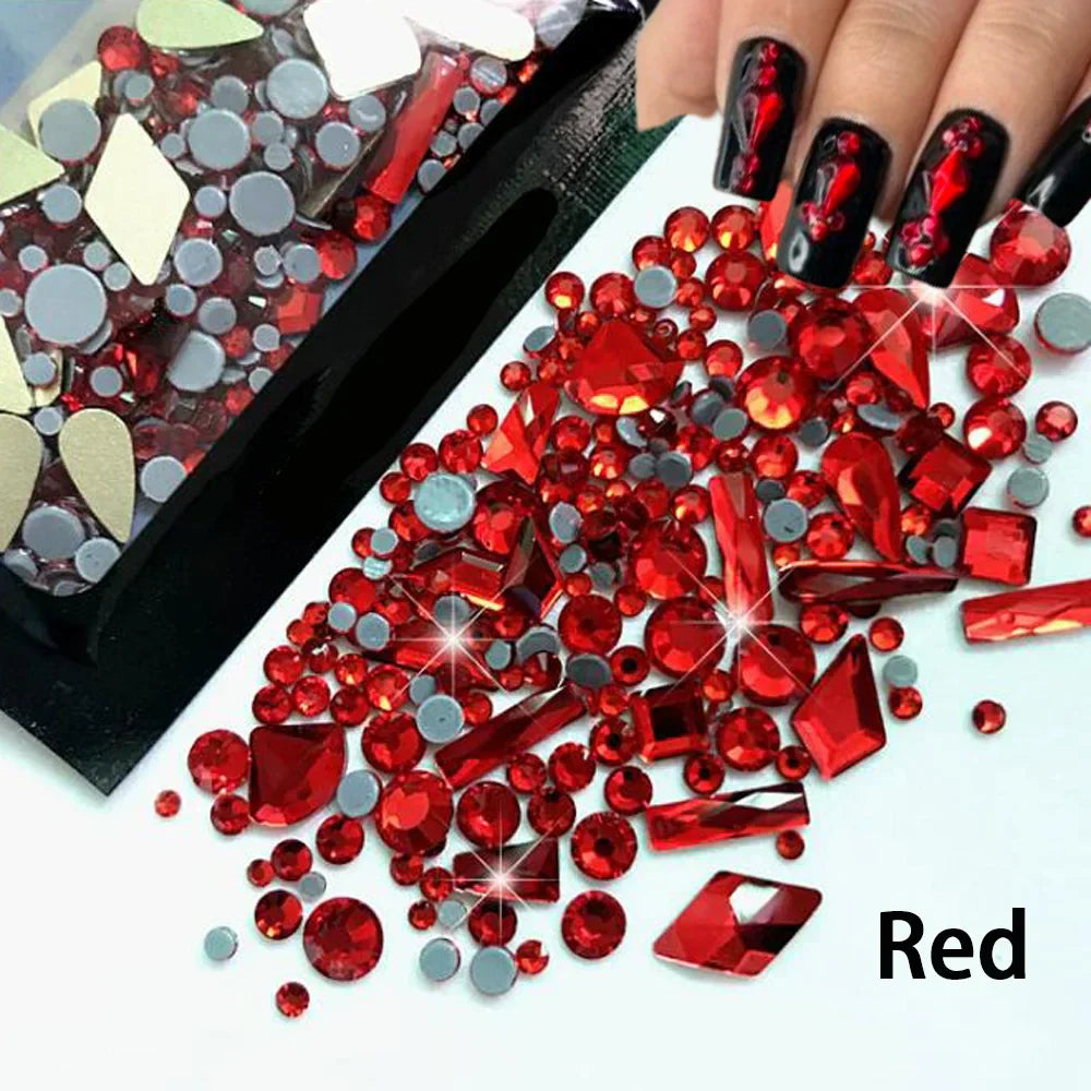 Y2K Glass Rhinestone Nail Set