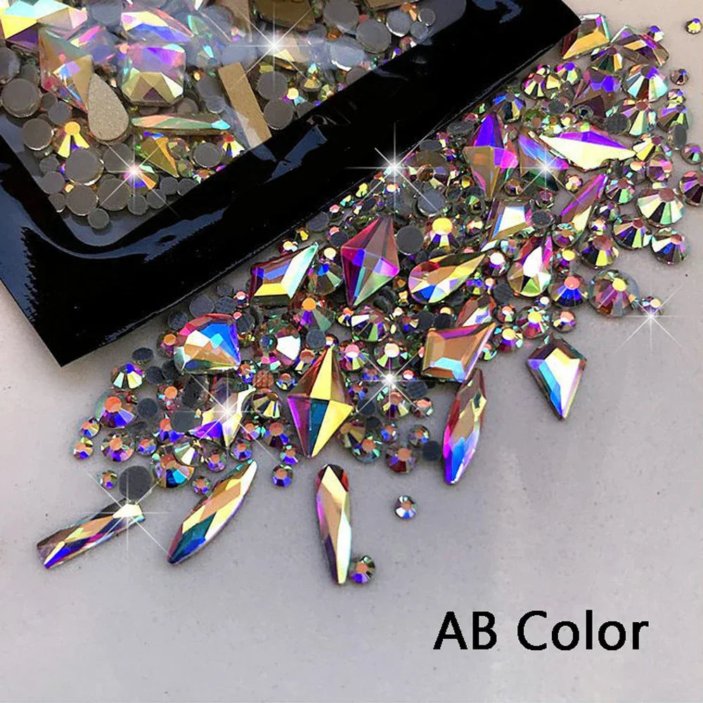 Y2K Glass Rhinestone Nail Set