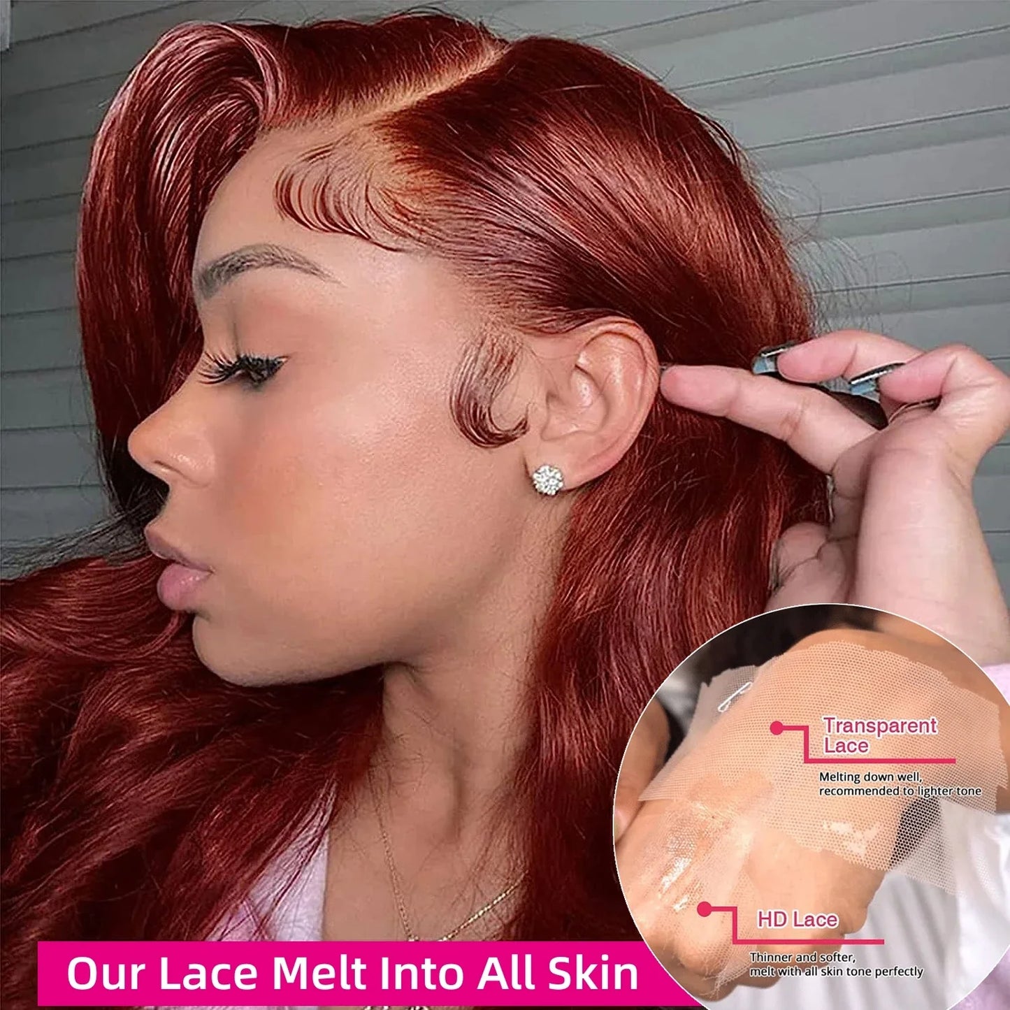 Reddish Brown Straight Lace Wig