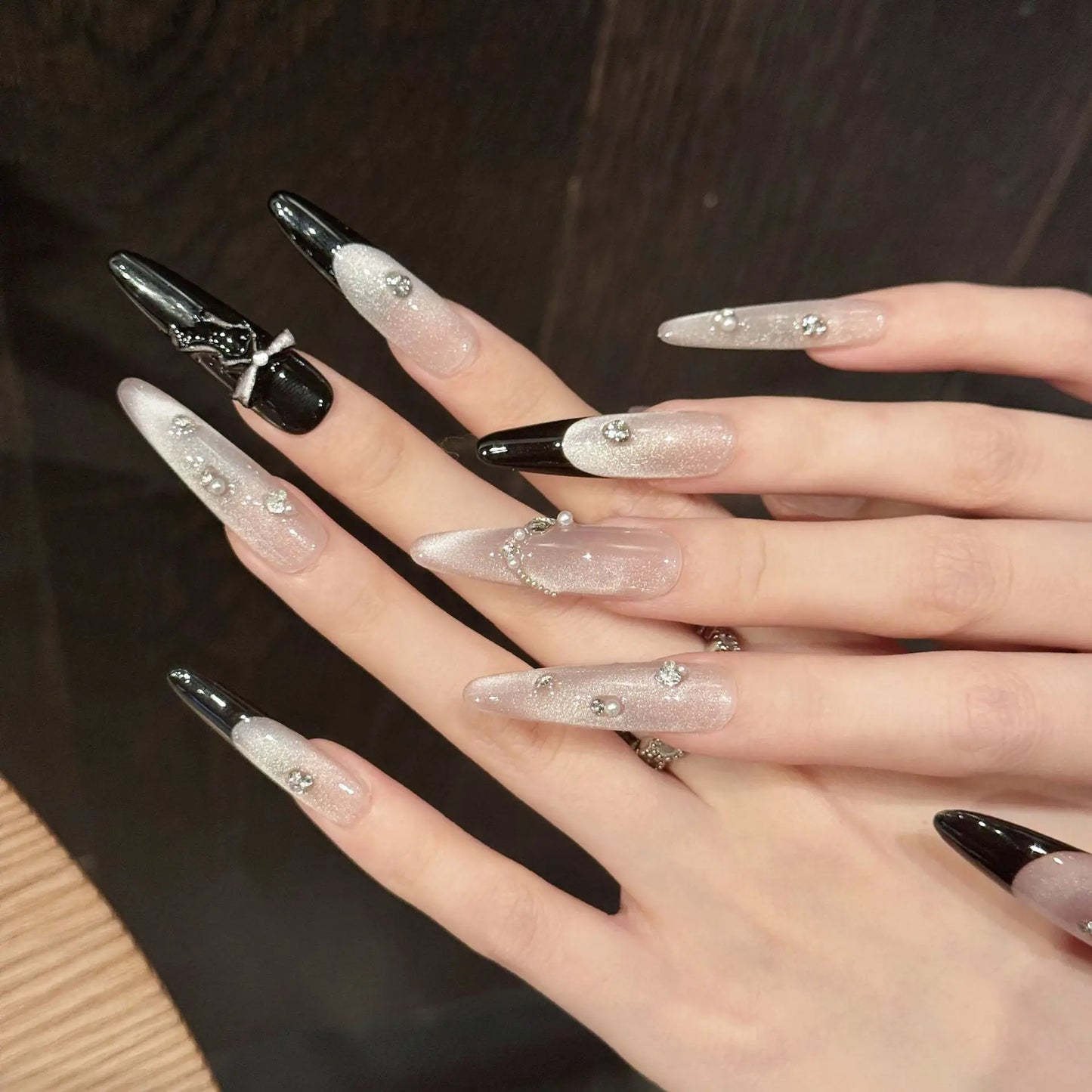 Pink Cat Eye Almond Nails