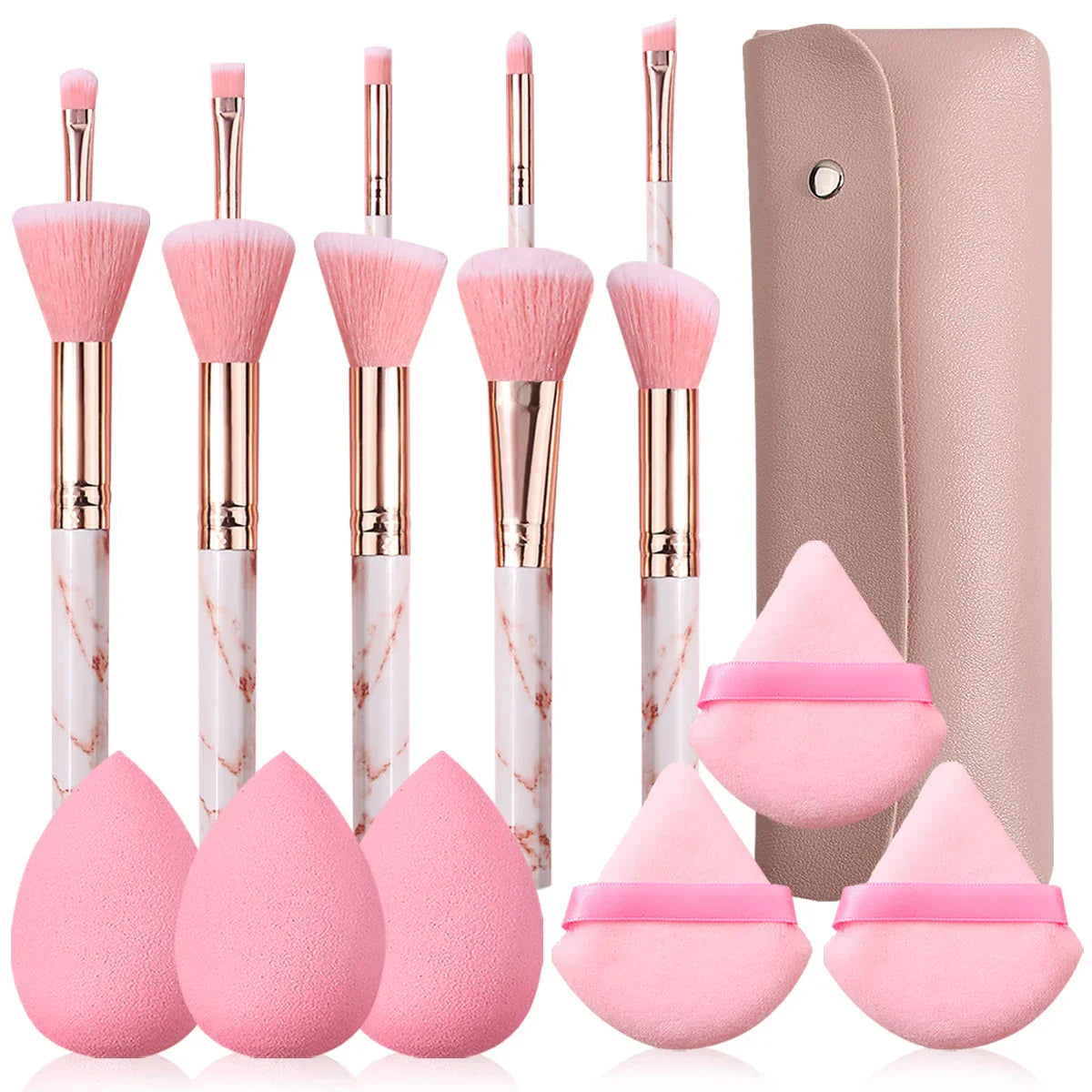 12PCS Pink Marble Beauty Set