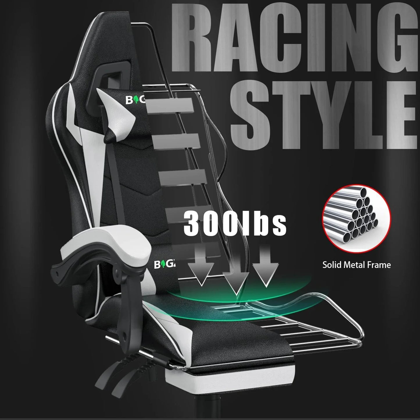 bigzzia Ergonomic Gaming Chair with Footrest