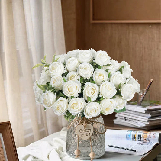 Silk White Rose Bouquet
